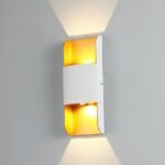 Golden and White Outdoor Updown Wall Light