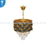 Mini Crystal Chandelier Black Gold Tiered Ribbon Drum with Crystal Drops (S032) - Image 3