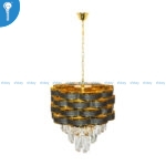 Mini Crystal Chandelier Black Gold Tiered Ribbon Drum with Crystal Drops (S032) - Image 2