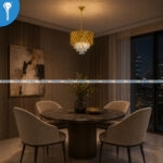 Mini Crystal Chandelier Gold Diagonal Ribbed Drum with Teardrop Pendants (S015) - Image 4