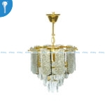 Mini Crystal Chandelier Gold Frosted Cylinder Column Ring with Crystal Drops (S034) - Image 3