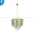 Mini Crystal Chandelier Gold Frosted Cylinder Column Ring with Crystal Drops (S034) - Image 2