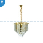 Mini Crystal Chandelier Gold Frosted Cylinder Column Ring with Crystal Drops (S034)