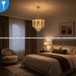 Mini Crystal Chandelier Gold Frosted Cylinder Column Ring with Crystal Drops (S034) - Image 4