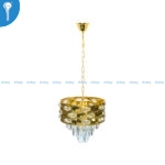 Mini Crystal Chandelier Gold Hexagon Lattice Drum with Crystal Teardrop Drops (S028) - Image 2