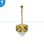Mini Crystal Chandelier Gold Hexagon Lattice Drum with Crystal Teardrop Drops (S028)