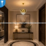 Mini Crystal Chandelier Gold Hexagon Lattice Drum with Crystal Teardrop Drops (S028) - Image 4