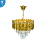 Mini Crystal Chandelier Gold Leaf Petal Drum with Crystal Column Drops (S020) - Image 3