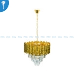 Mini Crystal Chandelier Gold Leaf Petal Drum with Crystal Column Drops (S020) - Image 2