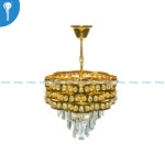 Mini Crystal Chandelier Gold Multi-Ring Crown with Round Crystal Bead Drops (S025) - Image 3