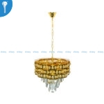 Mini Crystal Chandelier Gold Multi-Ring Crown with Round Crystal Bead Drops (S025) - Image 2