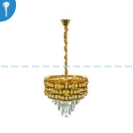 Mini Crystal Chandelier Gold Multi-Ring Crown with Round Crystal Bead Drops (S025)