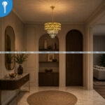 Mini Crystal Chandelier Gold Multi-Ring Crown with Round Crystal Bead Drops (S025) - Image 4