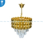 Mini Crystal Chandelier Gold Oval Coin Drum with Crystal Column Drops (S023) - Image 3