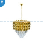 Mini Crystal Chandelier Gold Oval Coin Drum with Crystal Column Drops (S023) - Image 2