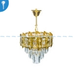 Mini Crystal Chandelier Gold Rectangular Panel Ring with Crystal Column Drops (S018) - Image 3