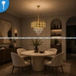 Mini Crystal Chandelier Gold Rectangular Panel Ring with Crystal Column Drops (S018) - Image 4