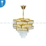 Mini Crystal Chandelier Gold Staggered Honeycomb Panel with Crystal Drops (S024) - Image 3