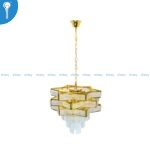Mini Crystal Chandelier Gold Staggered Honeycomb Panel with Crystal Drops (S024) - Image 2