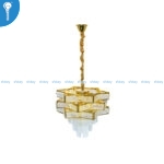 Mini Crystal Chandelier Gold Staggered Honeycomb Panel with Crystal Drops (S024)