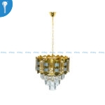 Mini Crystal Chandelier Gold Tiered Curved Panel with Crystal Column Drops (S019) - Image 2