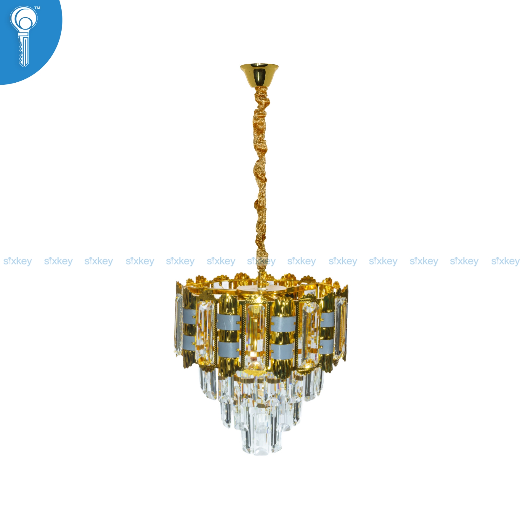 Mini Crystal Chandelier Gold Tiered Curved Panel with Crystal Column Drops S019 -3 Mini Crystal Chandelier Gold Tiered Curved Panel with Crystal Column Drops (S019)
