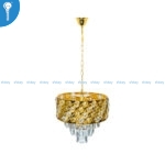 Mini Crystal Chandelier Gold Tiered Petal Crown with Round Crystal Bead Drops (S021) - Image 2