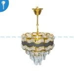 Mini Crystal Chandelier Gold Wave Scallop Drum with Black Mesh Band and Crystal Drops (S031) - Image 3