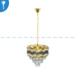 Mini Crystal Chandelier Gold Wave Scallop Drum with Black Mesh Band and Crystal Drops (S031) - Image 2