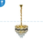 Mini Crystal Chandelier Gold Wave Scallop Drum with Black Mesh Band and Crystal Drops (S031)