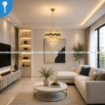 Mini Crystal Chandelier Gold Wave Scallop Drum with Black Mesh Band and Crystal Drops (S031) - Image 4