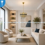 Mini Crystal Chandelier Gold Wave Scallop Drum with Black Mesh Band and Crystal Drops (S031) - Image 5
