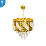 Mini Crystal Chandelier Gold Woven Basket Drum with Floral Crystal Cluster Drops (S036) - Image 3