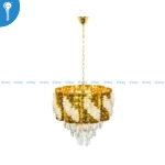 Mini Crystal Chandelier Gold Woven Basket Drum with Floral Crystal Cluster Drops (S036) - Image 2