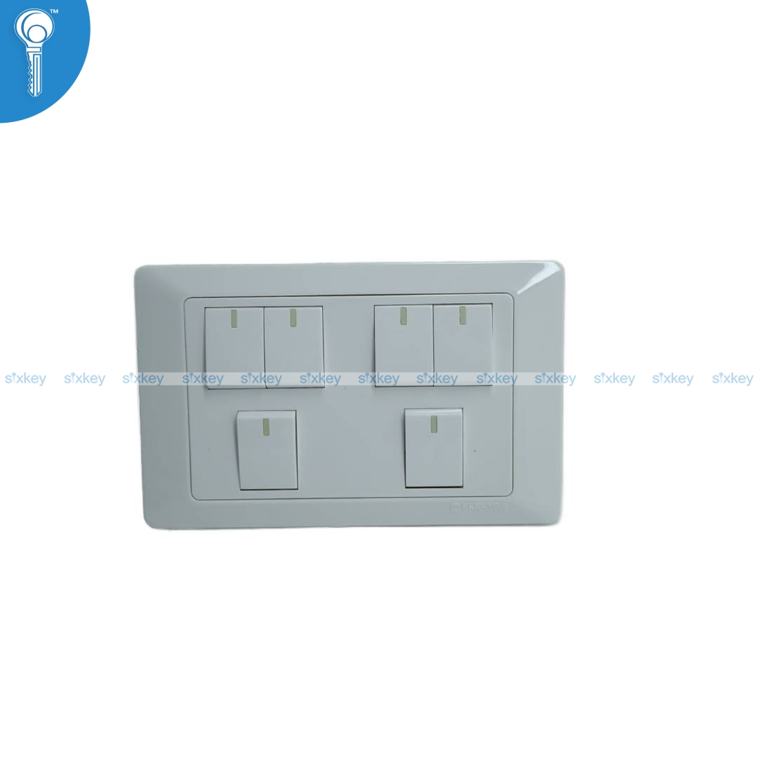 electra-white-6gang 6 Gang 3X5 Switch Electra - Image 1