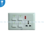 4 Gang Switch with Socket Abbal White