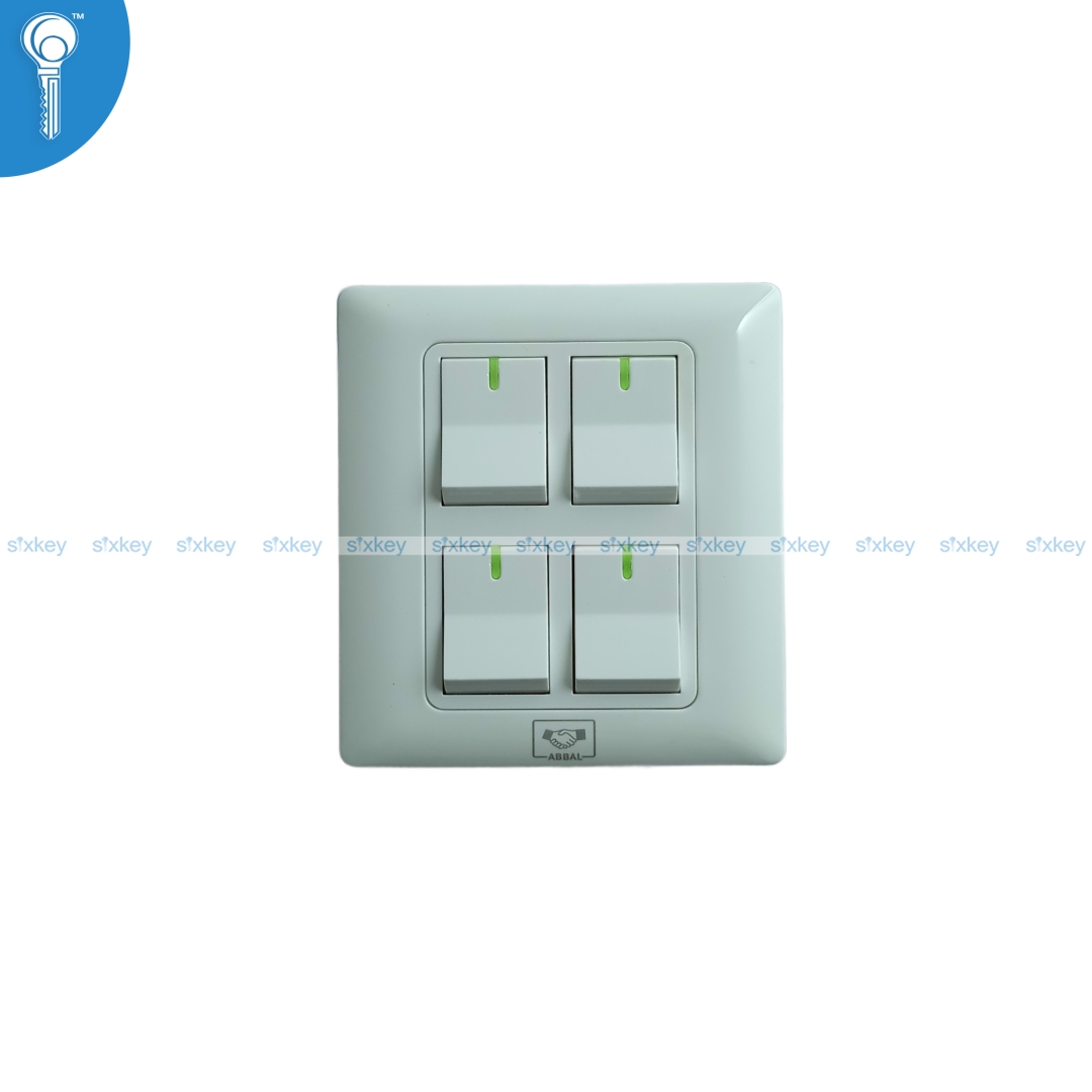 4gang-switch-abbal-white 4 Gang Switch Abbal White - Image 1