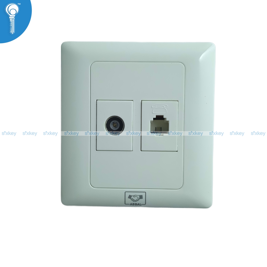 tv+tele-abbal-white TV + Telephone Socket Abbal White - Image 1
