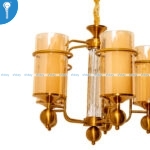 Antique Gold 5-Light Chandelier with Fluted Amber Glass Shades (9127) - Image 2