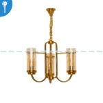 Antique Gold Cage 3-Light Chandelier with Clear Glass Shades (8726)