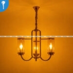 Antique Gold Cage 3-Light Chandelier with Clear Glass Shades (8726) - Image 2