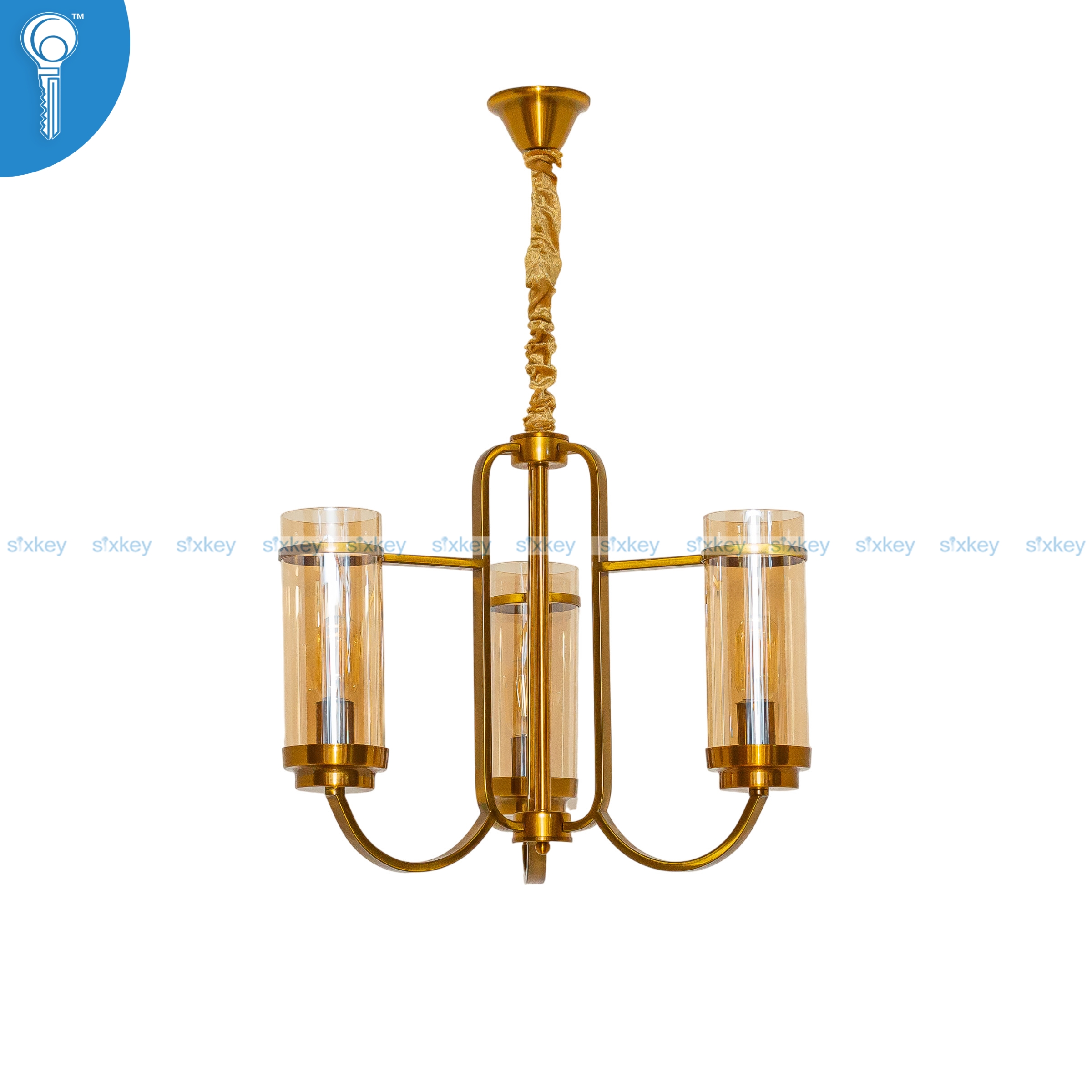 Antique-Gold-Cage-3-Light-Chandelier-with-Clear-Glass-Shades-8726 Antique Gold Cage 3-Light Chandelier with Clear Glass Shades (8726) - Image 1