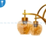 Antique Gold Double-Arch 5-Light Chandelier with Frosted Amber Glass Globes (30525) - Image 2