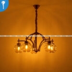 Antique Gold Double-Arch 5-Light Chandelier with Frosted Amber Glass Globes (30525) - Image 3