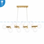 Gold Linear Bubble Chandelier with Frosted Glass Globes - 16 Light (6817-16)
