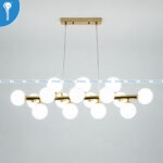Gold Linear Bubble Chandelier with Frosted Glass Globes - 16 Light (6817-16) - Image 2