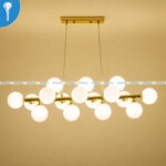 Gold Linear Bubble Chandelier with Frosted Glass Globes - 16 Light (6817-16) - Image 3