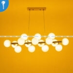 Gold Linear Bubble Chandelier with Frosted Glass Globes - 16 Light (6817-16) - Image 4