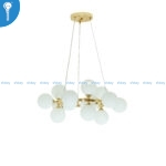 Gold Round Bubble Chandelier with Frosted Glass Globes - 15 Light (6817-15)
