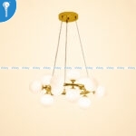 Gold Round Bubble Chandelier with Frosted Glass Globes - 15 Light (6817-15) - Image 2